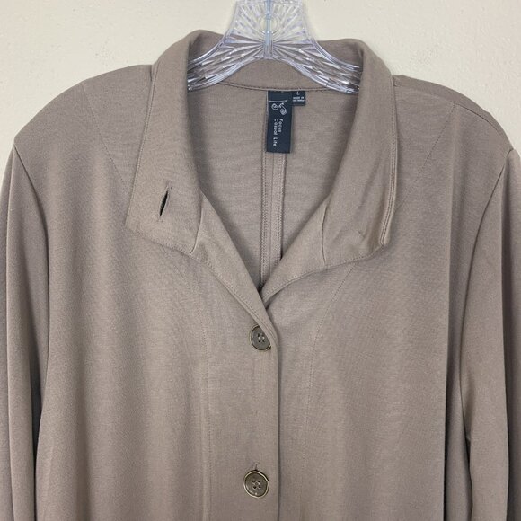 Focus Casual Life Womens L Jacket Cardigan Button Boho Taupe Lagenlook Relaxed - Picture 4 of 12